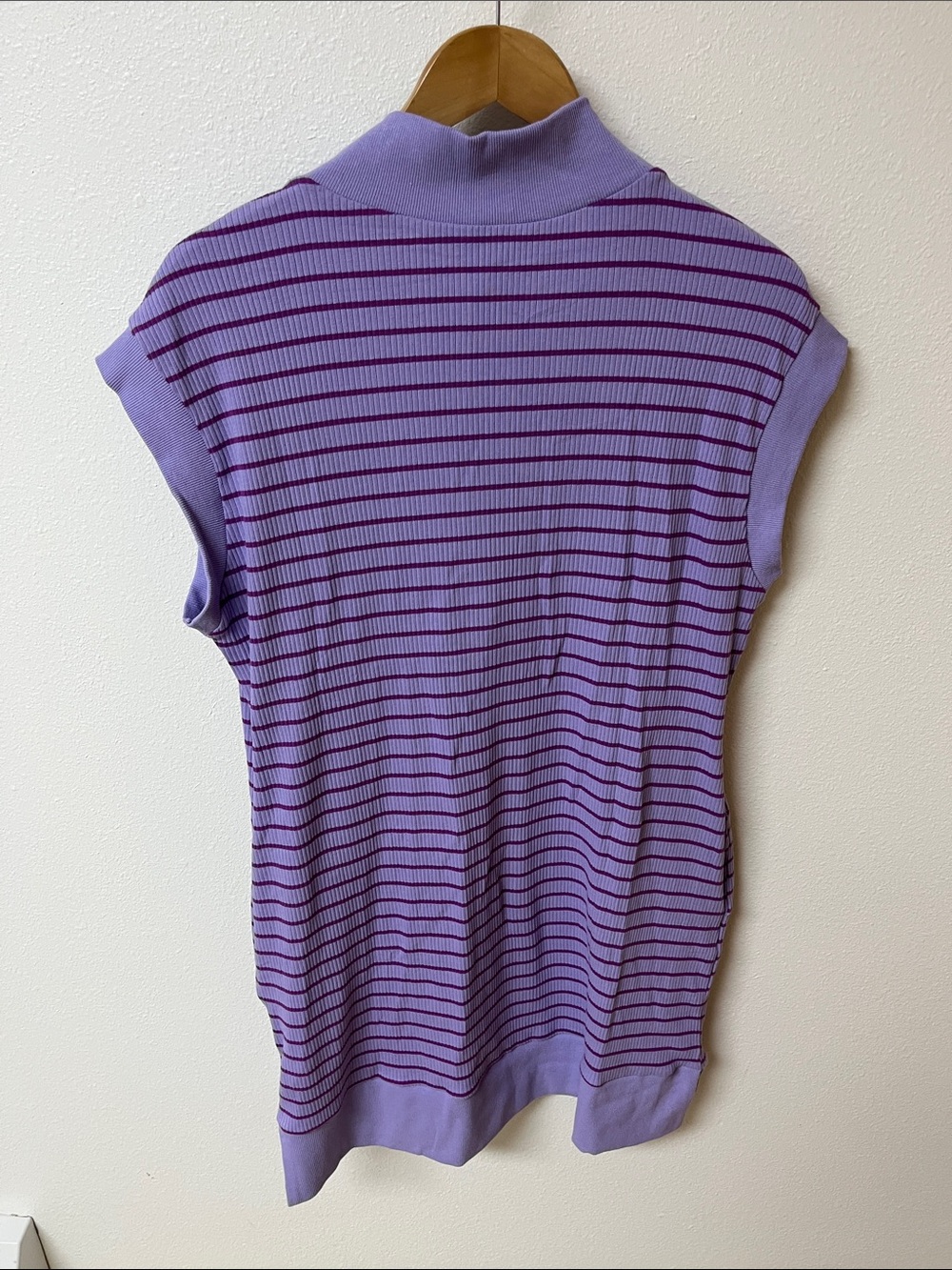 Wenrine Purple Striped Cap-Sleeve Knit dress women’s size L, NWT - Picture 3 of 3